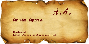 Árpás Ágota névjegykártya